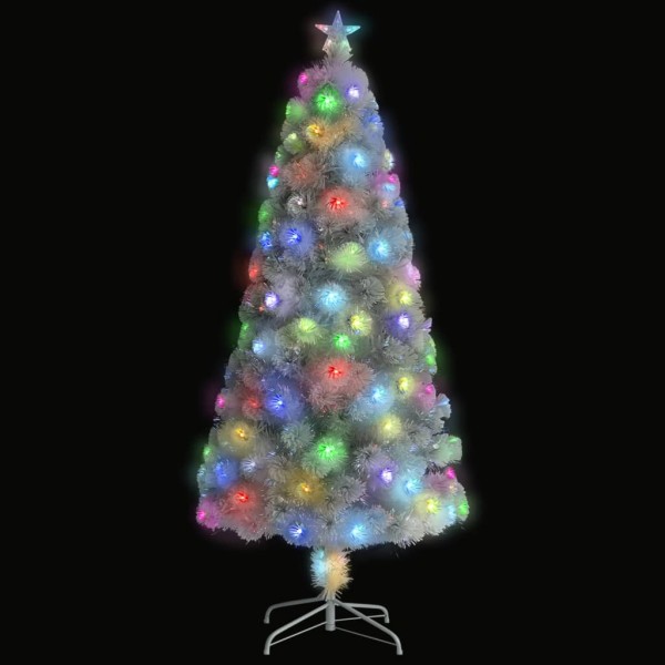 Árbol de Navidad artificial con luces fibra óptica blanco 150cm M 2