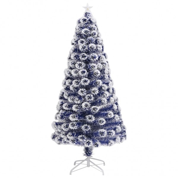 Árbol de Navidad con luces fibra óptica blanco y azul 64 cm M 3