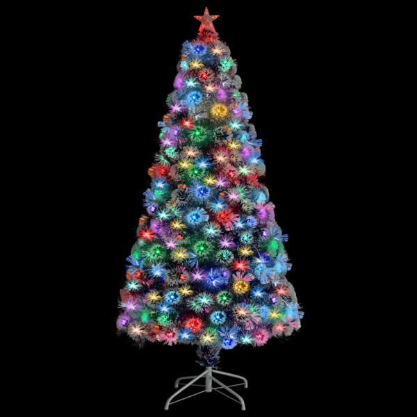 Árbol de Navidad con luces fibra óptica blanco y azul 120 cm M 2