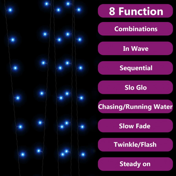 Luzes solares 5pcs 5x200 LEDs p/ interior/exterior azuis M 4