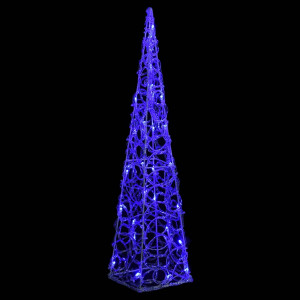 Cone de iluminação decorativo c/ LEDs azuis acrílico 60 cm H