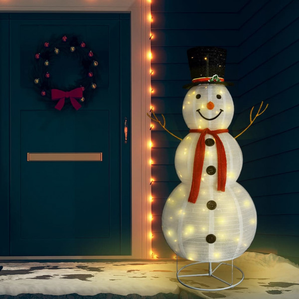 Muñeco de nieve de Navidad con luces LED tela lujosa 180 cm M 2