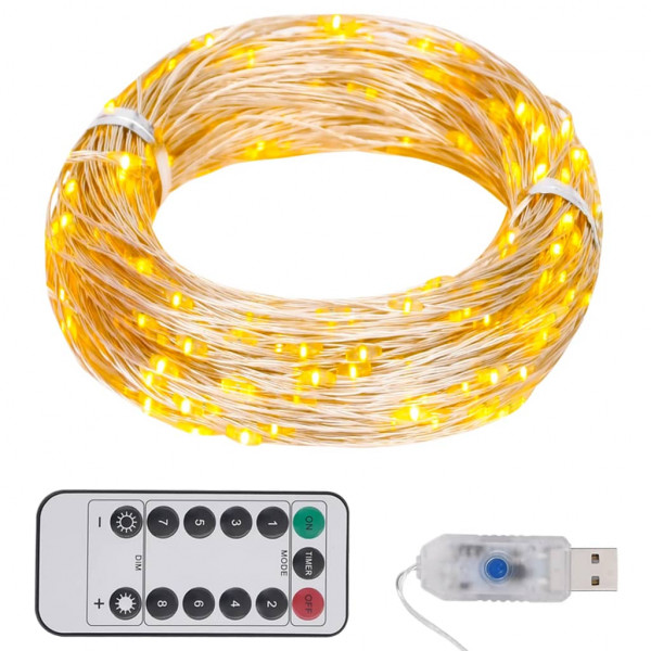 Tira de luces con 150 LED blanco cálido PVC 15 m D