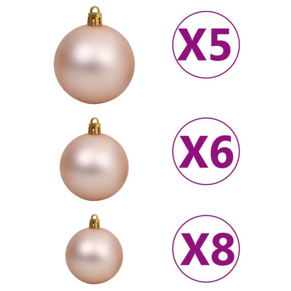 Set de bolas de Navidad 61 pzas con pico 150 LED oro rosa M 3