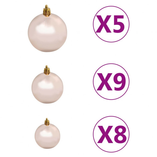 Conjunto de bolas de Natal 61 pzas com pico 150 LED ouro rosa M 4