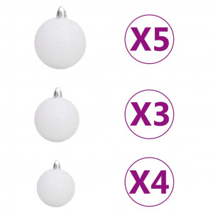 Conj. de bolas de natal 61 pcs c/ pico e 150 LEDs branco/cinza H