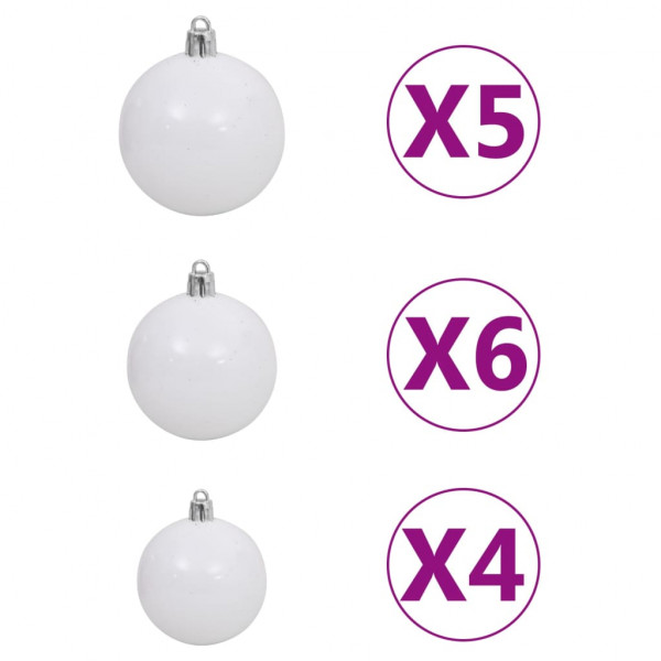 Conj. de bolas de natal 61 pcs c/ pico e 150 LEDs branco/cinza M 4