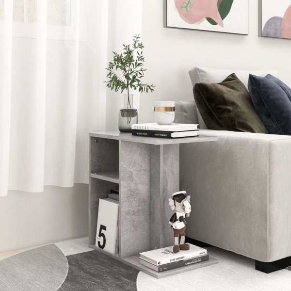 Mesa auxiliar de madera contrachapada gris hormigón 50x30x50 cm D