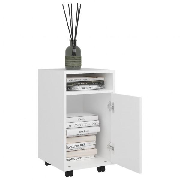 Móvel de apoio com rodas 33x38x60 cm contraplacado branco M 3