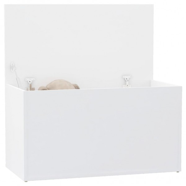Baúl de almacenamiento madera contrachapada blanco 84x42x46 cm M 2