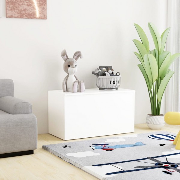 Baúl de almacenamiento madera contrachapada blanco 84x42x46 cm M 4