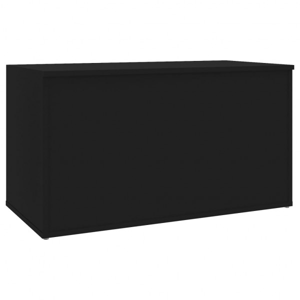 Baúl de almacenamiento madera contrachapada negro 84x42x46 cm M 5