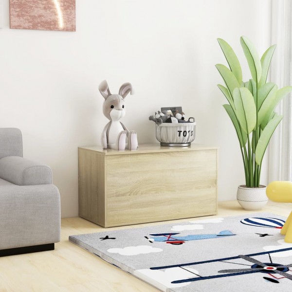 Baúl de almacenaje madera contrachapada color roble 84x42x46cm M 4