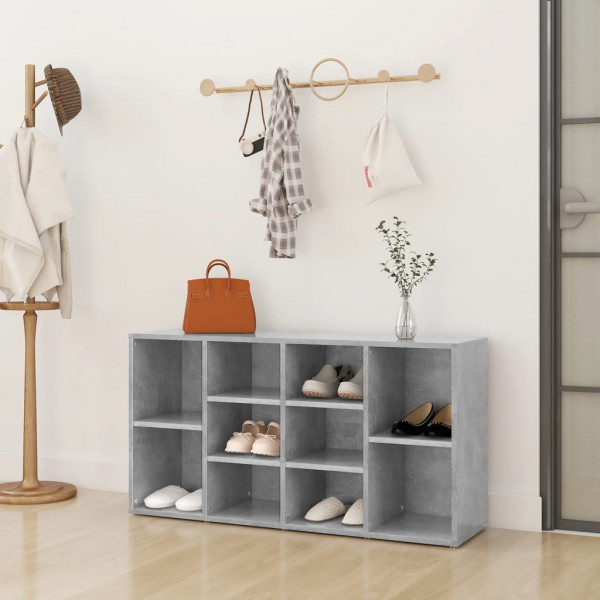 Banco zapatero madera contrachapada gris hormigón 103x30x54.5cm D