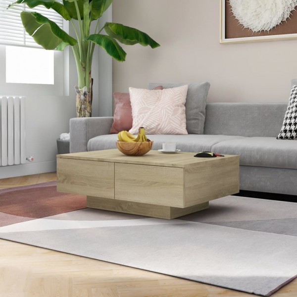 Mesa de centro madera contrachapada color roble 90x60x31 cm D