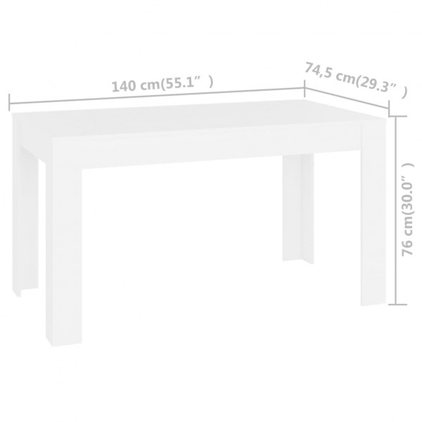 Mesa de jantar 140x74.5x76 cm derivados madeira branco M 5