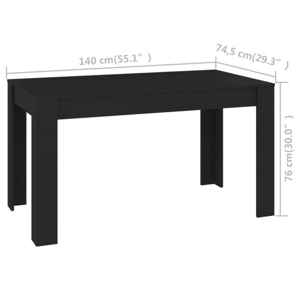 Mesa de jantar 140x74.5x76 cm contraplacado preto M 5