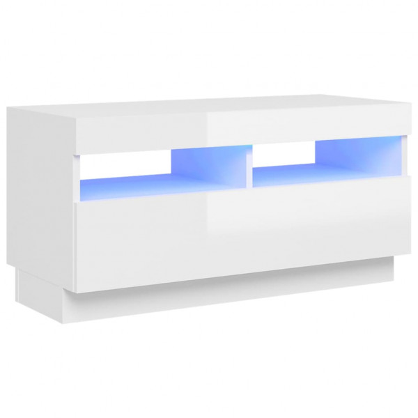 Mueble de TV con luces LED blanco brillante 80x35x40 cm M 2