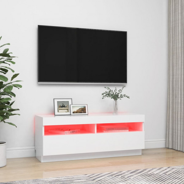Móvel de TV com luzes LED 100x35x40 cm branco M 3