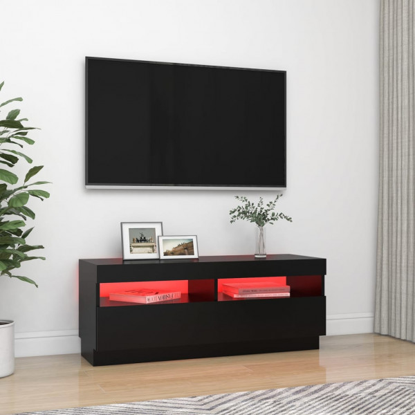 Mueble de TV con luces LED negro 100x35x40 cm M 3