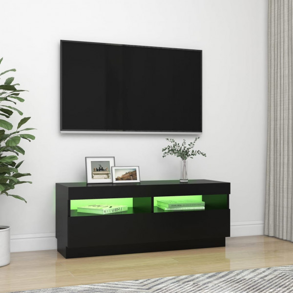 Mueble de TV con luces LED negro 100x35x40 cm M 4