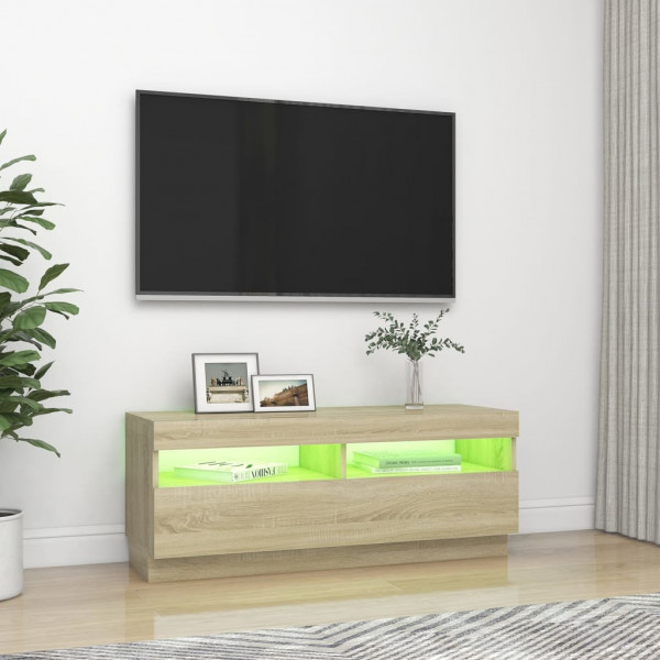 Móvel de TV com luzes LED 100x35x40 cm carvalho sonoma M 4