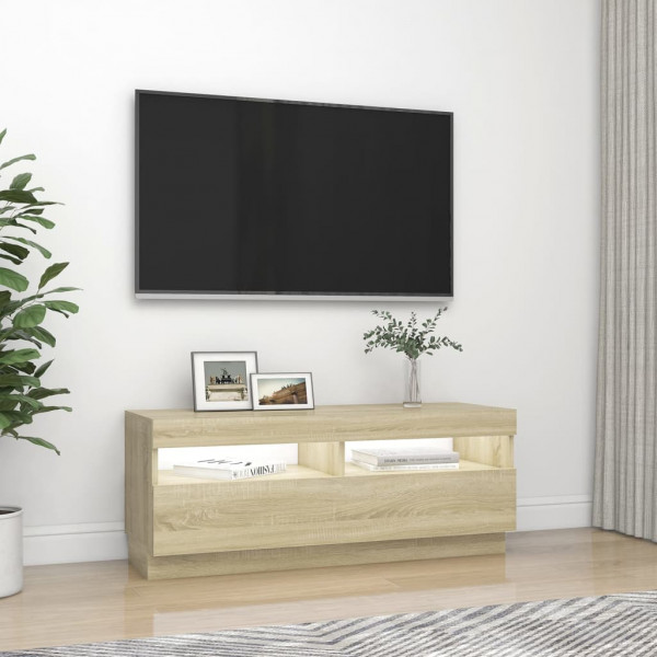 Móvel de TV com luzes LED 100x35x40 cm carvalho sonoma M 5