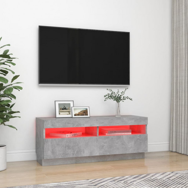 Mueble de TV con luces LED gris hormigón 100x35x40 cm M 3
