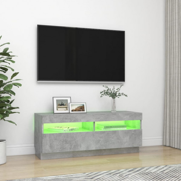 Mueble de TV con luces LED gris hormigón 100x35x40 cm M 4