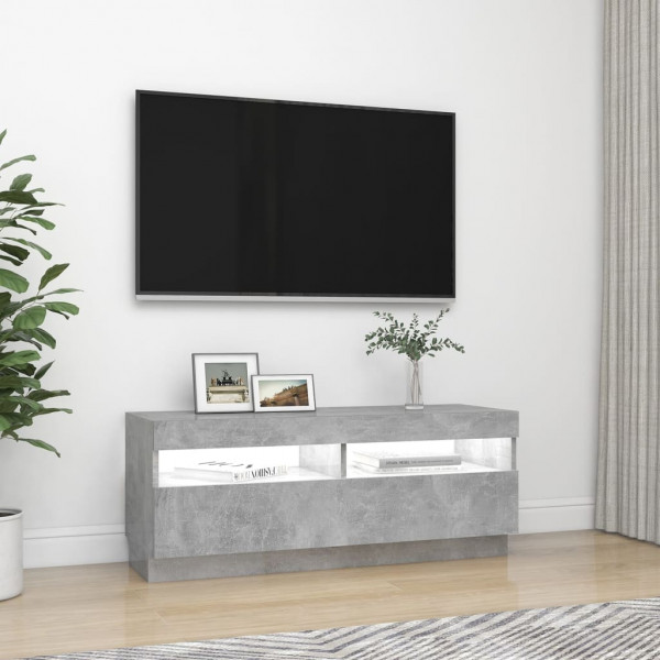 Mueble de TV con luces LED gris hormigón 100x35x40 cm M 5