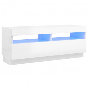 Mueble de TV con luces LED blanco brillante 100x35x40 cm H
