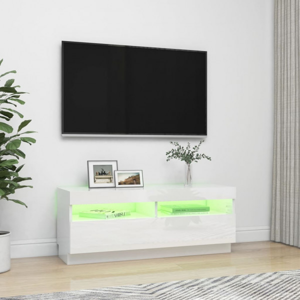 Móvel de TV com luzes LED 100x35x40 cm branco brilhante M 4