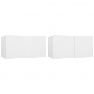 Móveis de TV para parede 2 pcs 60x30x30 cm branco H
