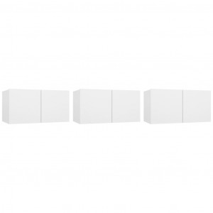 Móveis de TV para parede 3 pcs 60x30x30 cm branco H