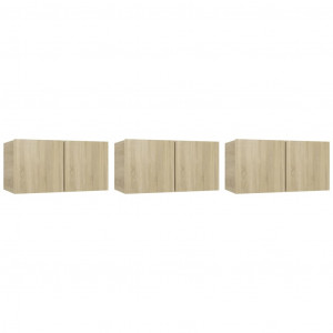 Muebles colgantes de TV 3 uds color roble Sonoma 60x30x30 cm H