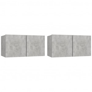 Móveis de TV para parede 2 pcs 60x30x30 cm cinzento cimento H