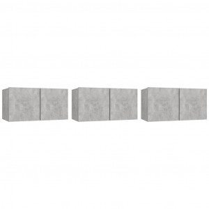 Móveis de TV para parede 3 pcs 60x30x30 cm cinzento cimento H