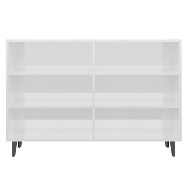 Aparador de madera contrachapada blanco brillo 103.5x35x70 cm M 4