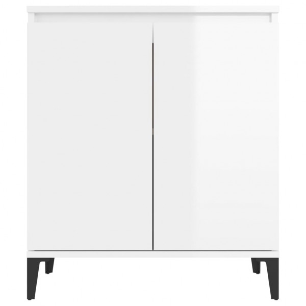 Aparador de madera contrachapada blanco brillante 60x35x70 cm M 5