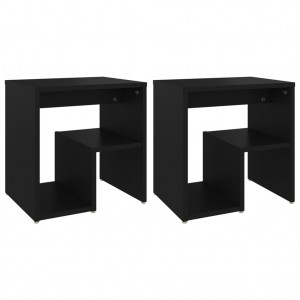 Mesitas de noche 2 uds madera contrachapada negro 40x30x40 cm H