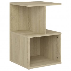 Mesita de noche madera contrachapada roble Sonoma 35x35x55 cm H