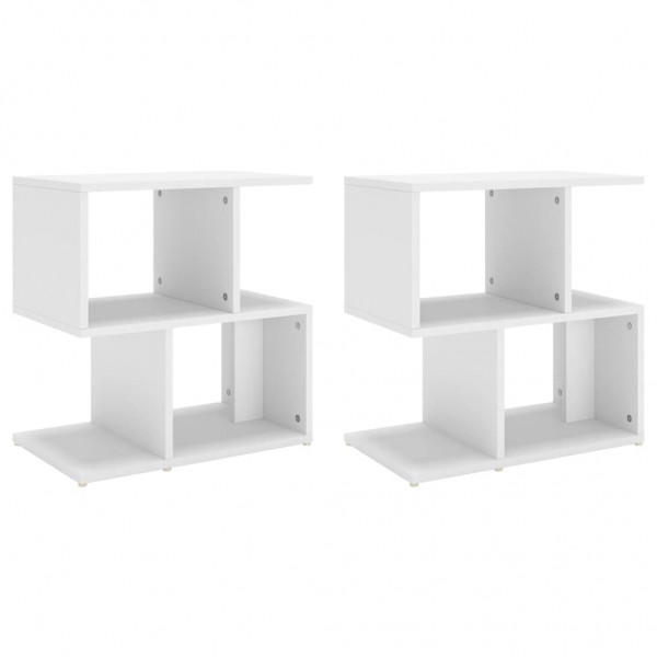 Mesitas de noche 2 uds madera contrachapada blanco 50x30x51.5cm D