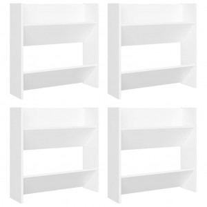 Zapateros de pared 4 uds madera contrachapada blanco 60x18x60cm H