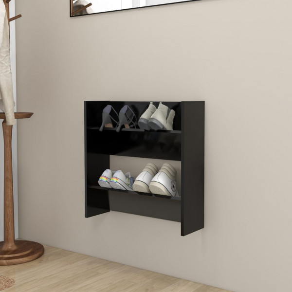 Zapatero de pared madera contrachapada negro 60x18x60 cm D