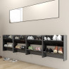 Zapateros de pared 4 uds contrachapada gris brillo 60x18x60 cm 3