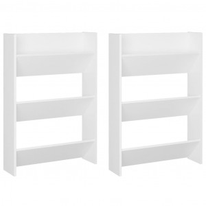 Sapateiras de parede 2 pcs 60x18x90 cm contraplacado branco H