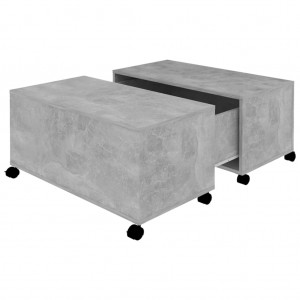 Mesa de centro madera contrachapada gris hormigón 75x75x38 cm H