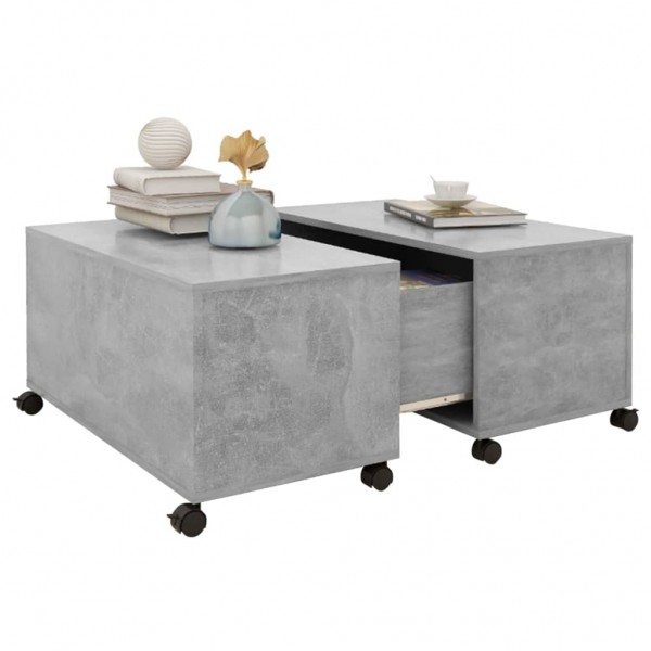 Mesa de centro madera contrachapada gris hormigón 75x75x38 cm M 3