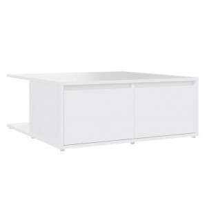 Mesa de centro madera contrachapada blanco 80x80x31 cm H