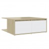 Mesa de centro madera contrachapada blanco y roble 80x80x31 cm 2